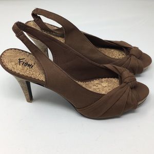 Fiona brown cloth sandals size 10 sling back